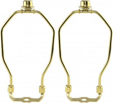 2Pcs Octagonal Lamp Shade Harp Holder 7" Heavy Duty Horn Frame Gold Lamp Shade B