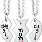 3Pcs Mother Daughter Necklace Set, Big Sis Lil Sis Mom Jewelry Gift Heart Neckla