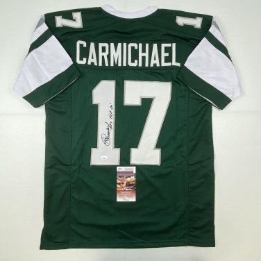 Autographed/Signed Harold Carmichael HOF 20 Philadelphia Green Football Jersey J