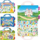 Sticker Books for Kids 2-4, 3 Sets Reusable Sticker Book Princess Stickers, Anim