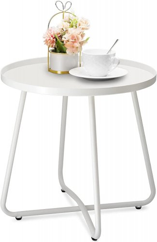 Outdoor Side Tables, Weather Resistant Steel Patio Side Table, Small round Outdo
