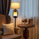 Farmhouse Floor Lamp with Night Light, Rustic Standing Lamps for Living Room, Be