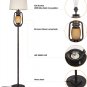 Farmhouse Floor Lamp with Night Light, Rustic Standing Lamps for Living Room, Be
