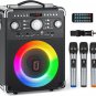 S8-T Karaoke Machine with 3 Wireless Microphones, Portable Karaoke Machine for P