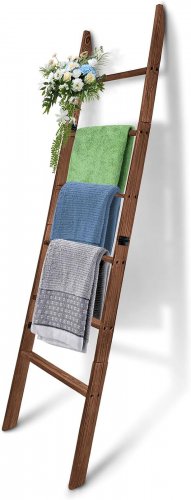 6-Tier Wall Leaning Blanket Ladder - 5.54Ft (66.47'') Quilts Blanket Towel Rack