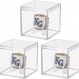 3 Pack Championship Ring Display Case Clear Acrylic Display Case Mini Baseball S