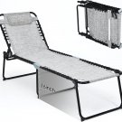 Lounge Chairs for Outside, Extra High Folding Beach Tanning Lounger with 4-Level