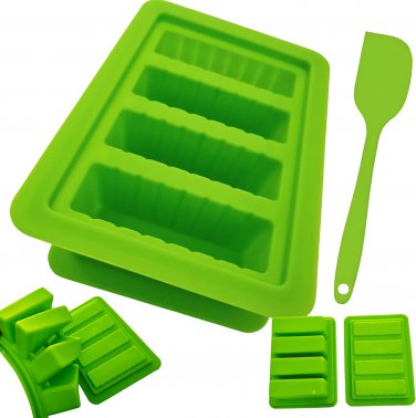 Silicone Butter Mold and Silicone Spatula - Green Silicone Butter Tray Container