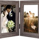 , 4X6 Double Picture Frame Vertical Hinged Photo Frame 2 Opening Folding Family