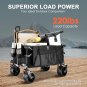 Collapsible Folding Wagon, Beach Wagon Cart Heavy Duty Foldable with Big Wheels,