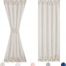 Side Light Door Panel Curtains Natural 72-Inch Long Linen Texture Narrow Semi Sh