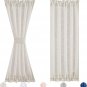 Side Light Door Panel Curtains Natural 72-Inch Long Linen Texture Narrow Semi Sh