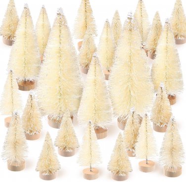 60 Pieces Artificial Mini Christmas Tree Sisal Snow Trees Bottle Brush Christmas