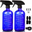 16Oz Cobalt Blue Glass Spray Bottles with Measurements - Empty Reusable Refillab