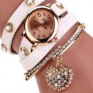 Brand Watch Lychee Diamond Pendant PU Winding Bracelet Watch