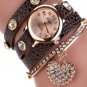 Brand Watch Lychee Diamond Pendant PU Winding Bracelet Watch