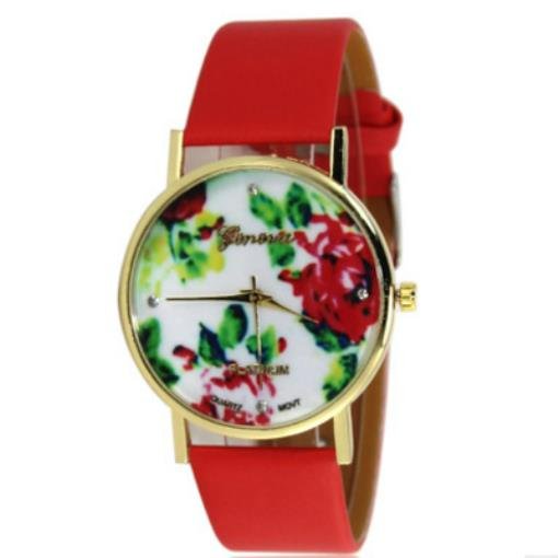 Women's Flower Printing Wrist Watch