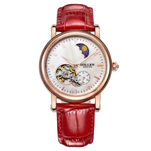 Automatic Mechanical Watches Leather Waterproof Hollow Stars