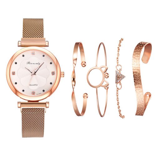 Net Belt Magnet Quartz Watch Bracelet  5pcs/set
