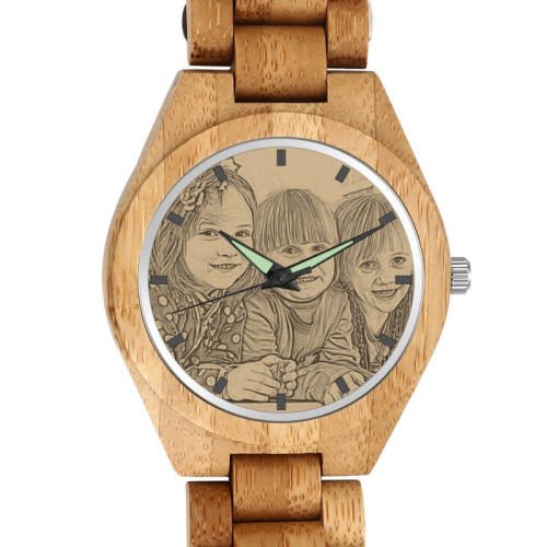 Men's Engraved Wooden Watch