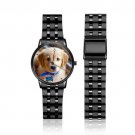 Engraved Men's Black Alloy Bracelet Photo Watch 38mm