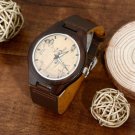 Men's Engraved Wooden Photo Watch Brown Leather Strap