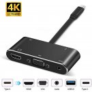 Type-c To HDMI VGA 5-in-1 HD Dual Display Converter