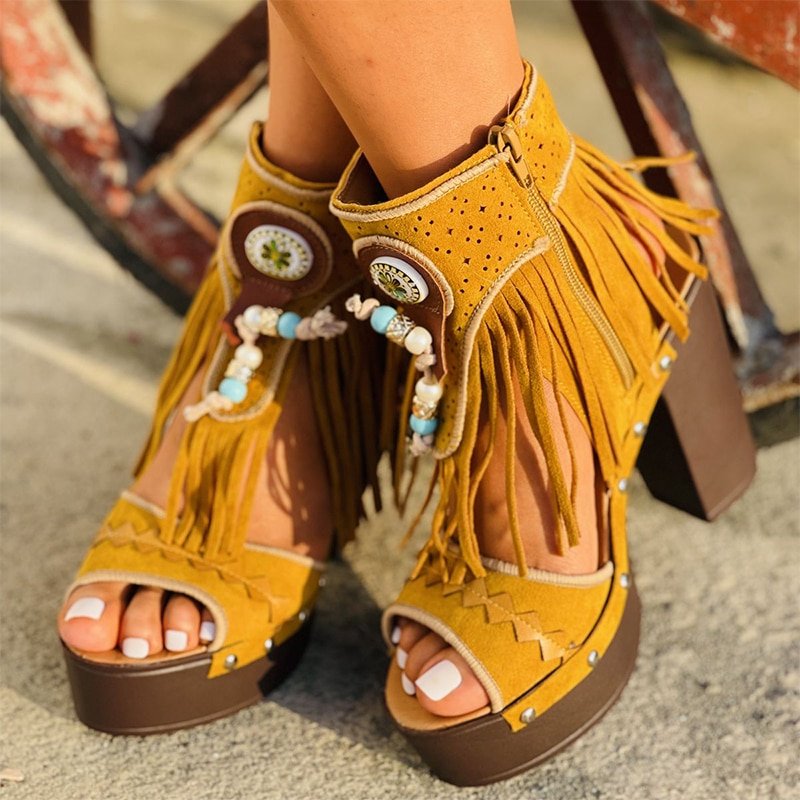 Bohemia Tassel Peep Toe Sandals