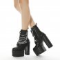Women Platform Chunky Heel Chain Punk Ankle Boots