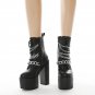 Women Platform Chunky Heel Chain Punk Ankle Boots