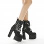 Women Platform Chunky Heel Chain Punk Ankle Boots