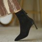 Women Sexy Black High Heels Zip Boots