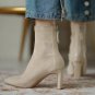 Women Sexy Black High Heels Zip Boots