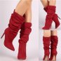 Women's High Boots Pleated Mid Calf