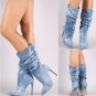 Women's High Boots Pleated Mid Calf