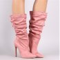 Women's High Boots Pleated Mid Calf