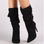 Women's High Boots Pleated Mid Calf