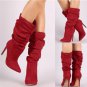 Women's High Boots Pleated Mid Calf