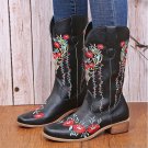 Women Ethnic Embroidery Mid-Calf Boots
