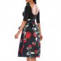 Elegant Women Square Collar Midi Dress Half Sleeve