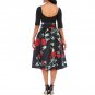 Elegant Women Square Collar Midi Dress Half Sleeve