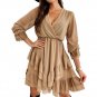 Sexy V-Neck Women Ruffle Mini Dress