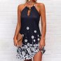 Women Floral Print Halter Mini Slim Dress