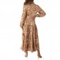 Women Elegant V Neck Elastic Waist Midi Dress