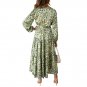 Women Elegant V Neck Elastic Waist Midi Dress