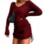 Elegant Women V-Neck Sweater Dress