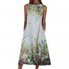 Floral Print Dress Vintage Round Neck