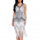 Elegant Women Sequins Geometry Midi Dress Sleeveless