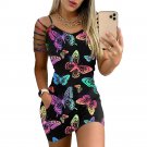 Butterfly Print Hollow Out Sleeve Casual Women Mini Dress