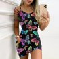 Butterfly Print Hollow Out Sleeve Casual Women Mini Dress
